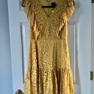 Taylor Mustard Lace Midi Dress